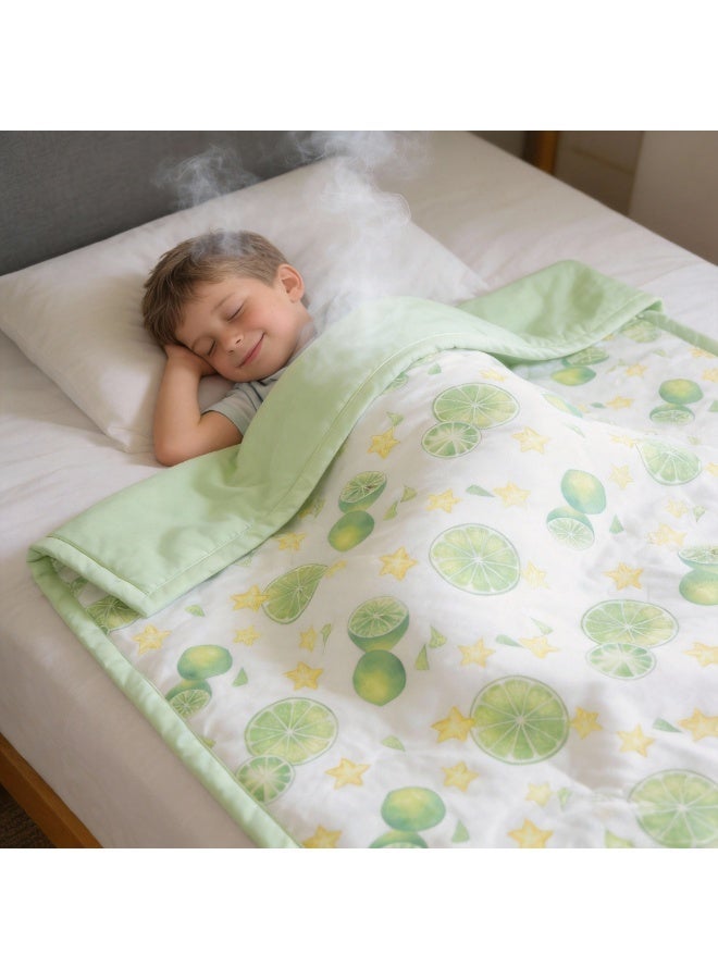 جي بي بطانية تبريد صيفية من جي بي - لحاف من مزيج الحرير البارد لمن يعانون من الحرارة أثناء النوم، برائحة الفواكه، خفيف الوزن وقابل للغسل في الغسالة، ناعم ومسامي ولطيف على البشرة، 132 × 104 سم (51.2 × 39.4 بوصة) أخضر - Image 1